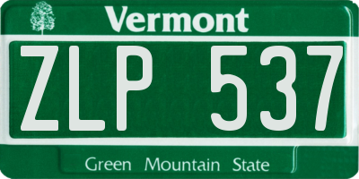 VT license plate ZLP537