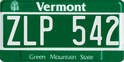VT license plate ZLP542