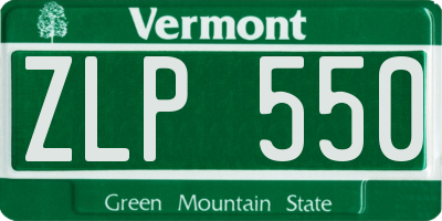VT license plate ZLP550