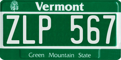VT license plate ZLP567