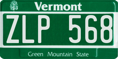 VT license plate ZLP568