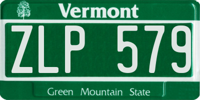 VT license plate ZLP579