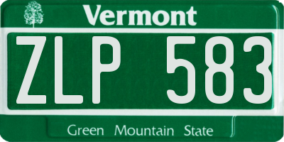 VT license plate ZLP583