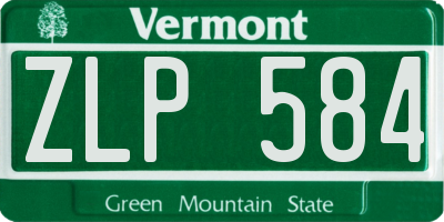 VT license plate ZLP584