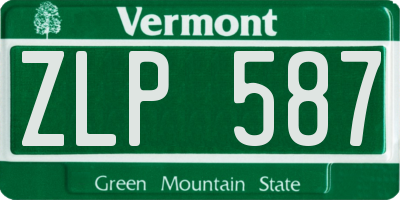 VT license plate ZLP587