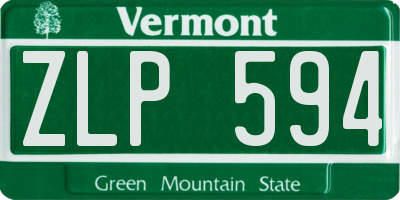 VT license plate ZLP594