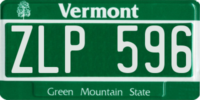 VT license plate ZLP596