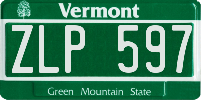 VT license plate ZLP597