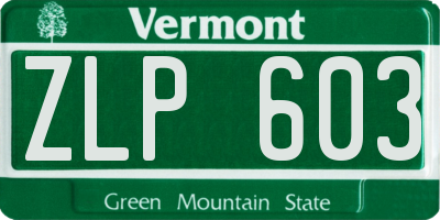 VT license plate ZLP603