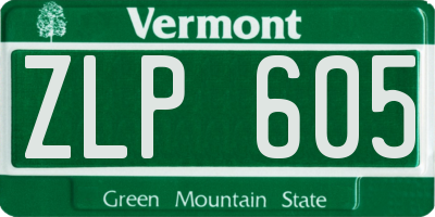 VT license plate ZLP605