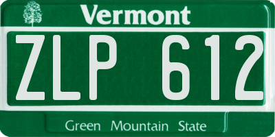 VT license plate ZLP612
