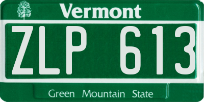 VT license plate ZLP613