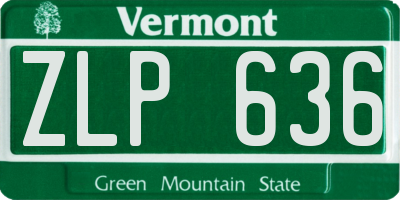 VT license plate ZLP636