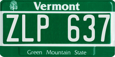 VT license plate ZLP637