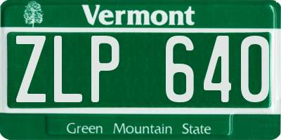 VT license plate ZLP640