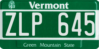 VT license plate ZLP645