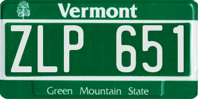 VT license plate ZLP651