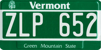VT license plate ZLP652