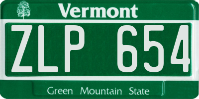 VT license plate ZLP654