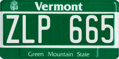VT license plate ZLP665