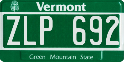 VT license plate ZLP692