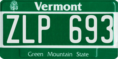 VT license plate ZLP693