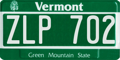 VT license plate ZLP702