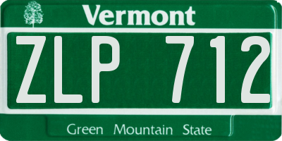 VT license plate ZLP712