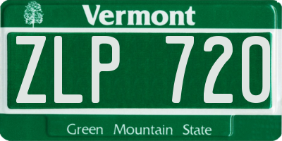 VT license plate ZLP720
