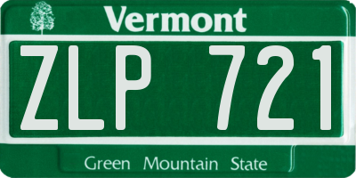 VT license plate ZLP721