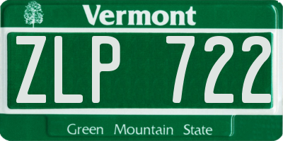 VT license plate ZLP722