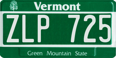 VT license plate ZLP725