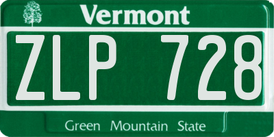 VT license plate ZLP728