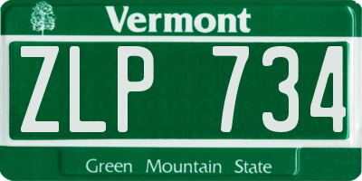 VT license plate ZLP734