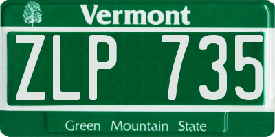VT license plate ZLP735