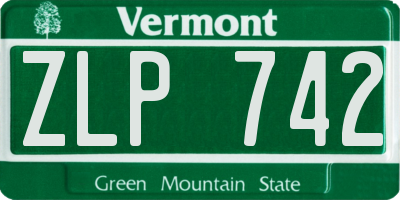 VT license plate ZLP742