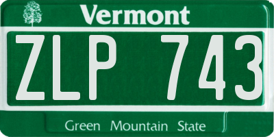 VT license plate ZLP743