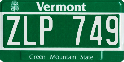 VT license plate ZLP749