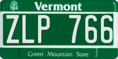 VT license plate ZLP766