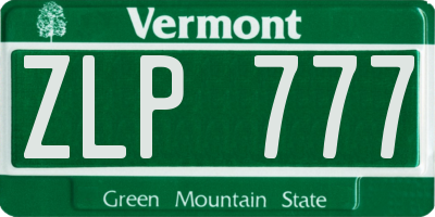 VT license plate ZLP777