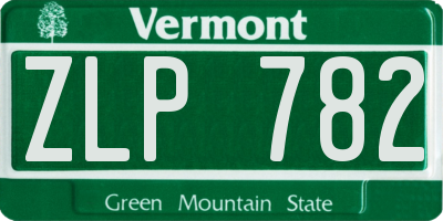VT license plate ZLP782