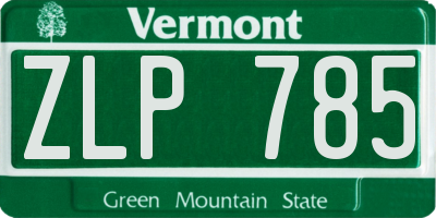 VT license plate ZLP785
