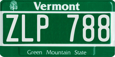 VT license plate ZLP788