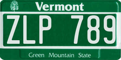 VT license plate ZLP789
