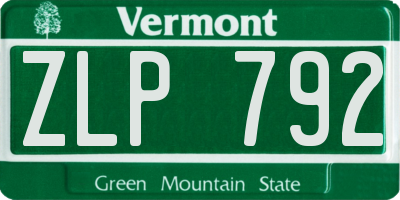 VT license plate ZLP792