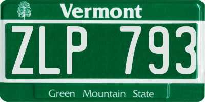 VT license plate ZLP793