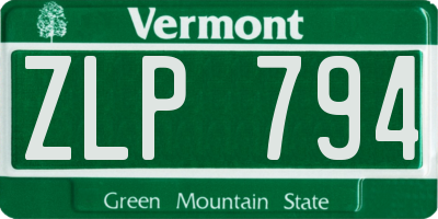 VT license plate ZLP794