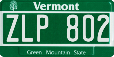 VT license plate ZLP802