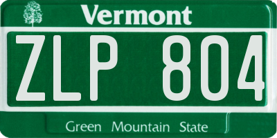 VT license plate ZLP804