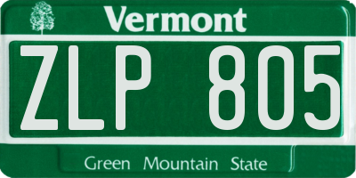 VT license plate ZLP805